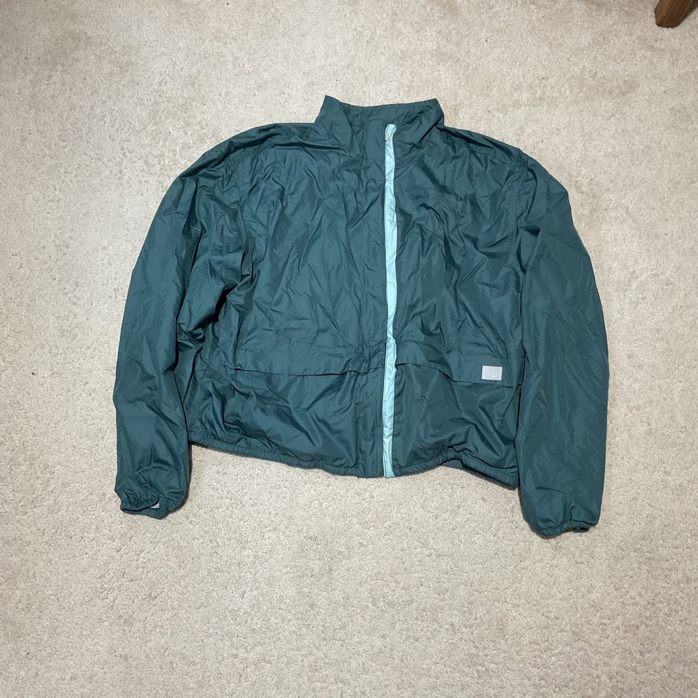 Nike Vintage Teal Green Windbreaker Jacket Jersey Lined XL Full Zip Retro